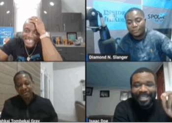 Spoon Talk host Stanton Witherspoon and panelists Acarous Gray, Diamond Slanger, and Isaac Doe debate Liberia’s minimum wage controversy online
