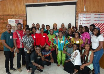 Teach For Liberia alumni and staff pose for a group photo during the organization’s first-ever alumni retreat in Monrovia