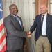 Liberia’s Ambassador to France Dr. Teeko Yorlay shakes hands with C3Medical CEO Jerome Soistier in Paris to discuss health sector partnership