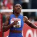 Liberian sprinter Thelma Davies competing in the women’s 100-meter race at the World Athletics Championships in Tokyo