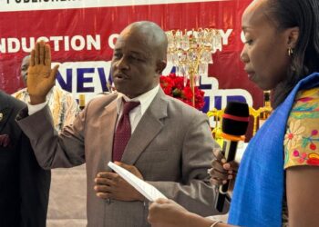 Alphonso Toweh sworn in as president of the Publishers Association of Liberia during induction ceremony in Monrovia