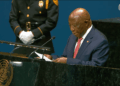 President Boakai at speaking at the UN General Assembly