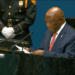President Boakai at speaking at the UN General Assembly
