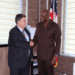 CBL Governor Henry Saamoi shakes hands with U.S. Embassy Charge d’Affaires Joseph E. Zadrozny in Monrovia during talks on gold reserves and financial cooperation