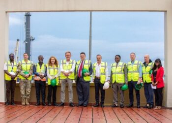 U.S. Chargé d’Affaires Joseph Zadrozny with U.S. Embassy officials and APM Terminals Liberia leadership during a tour of the Freeport of Monrovia to assess efficiency upgrades and trade-boosting investments.