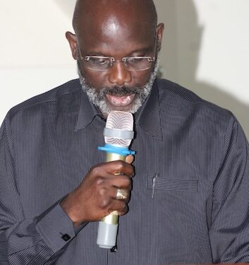 Former Liberian President George Weah addresses worshippers at Forkay Klon Jlateh Fellowship Center in Paynesville, saying ‘divine protection’ spared his family from the Sept. 24 blaze at his 9th Street residence.
