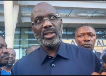 Former President George Weah speaking to his supporters