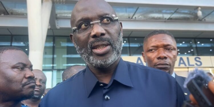 Former President George Weah speaking to his supporters