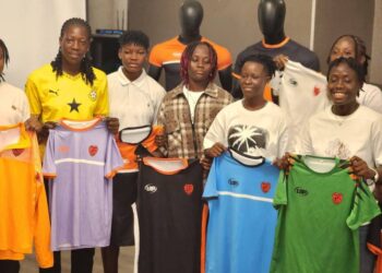 World Girls FC players showcase new jerseys at unveiling event in Monrovia.