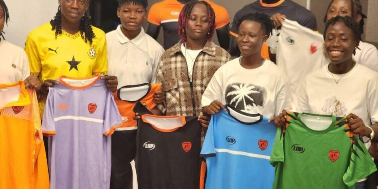 World Girls FC players showcase new jerseys at unveiling event in Monrovia.