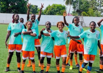 World Girls FC players celebrate during training in Monrovia ahead of the 2025-26 Liberia Women’s League season, as the club unveils new signings and media strategy