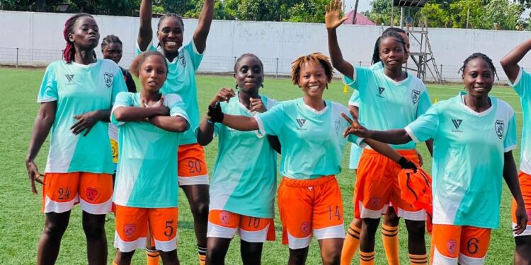 World Girls FC players celebrate during training in Monrovia ahead of the 2025-26 Liberia Women’s League season, as the club unveils new signings and media strategy