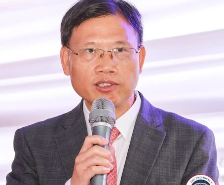 Chinese Ambassador to Liberia Yin Chengwu speaks at a reception in Monrovia, highlighting growing bilateral ties in visas, education, and trade.