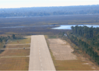 Aerial view of Liberty Airstrip in Kinjor, Grand Cape Mount County, linked to Bea Mountain Mining Company but not found to airlift gold secretly.