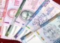 Liberian dollars in various denominations