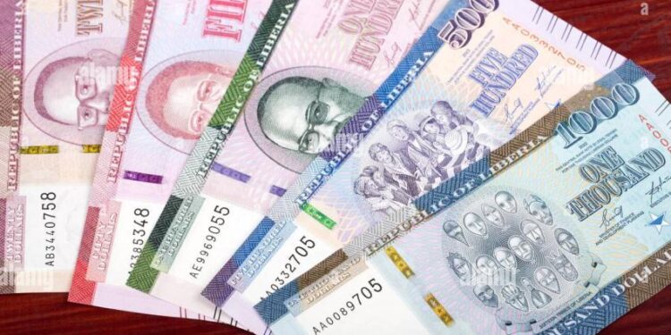Liberian dollars in various denominations