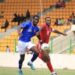 Liberia’s Lone Star forward battles an Equatorial Guinea defender during a 2026 FIFA World Cup qualifier match at Samuel Kanyon Doe Stadium in Monrovia