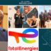 A collage of president Boakai, signing of agreement, total energies logo, map of Liberia's oil blocks