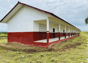 Newly constructed six-classroom annex at Larkay-Ta Public School in Margibi County, dedicated by Senator James Emmanuel Nuquay to upgrade the school to senior high level