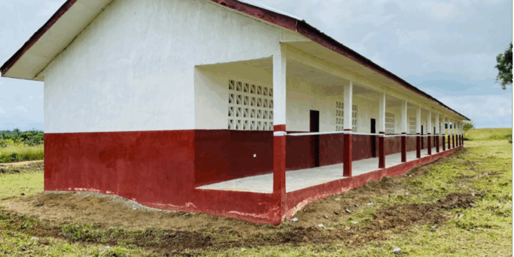 Newly constructed six-classroom annex at Larkay-Ta Public School in Margibi County, dedicated by Senator James Emmanuel Nuquay to upgrade the school to senior high level