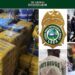 a montage of packaged drugs, LDEA badge, LDEA officers