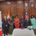Liberia’s Women’s Legislative Caucus and international partners at the Ministry of Foreign Affairs in Monrovia during the signing of a $1M IBSA project to strengthen women’s leadership.