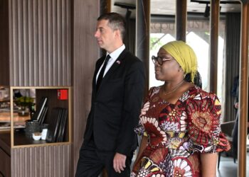 Liberian Foreign Minister Sara Beysolow Nyanti during a diplomatic engagement, recognized by SWAL for promoting sports diplomacy and youth development.