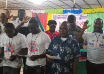 Newly elected officials of the Alternative National Congress (ANC) take the oath of office during the party’s National Convention in Margibi County as Alexander B. Cummings urges innovation and unity ahead of the 2029 elections