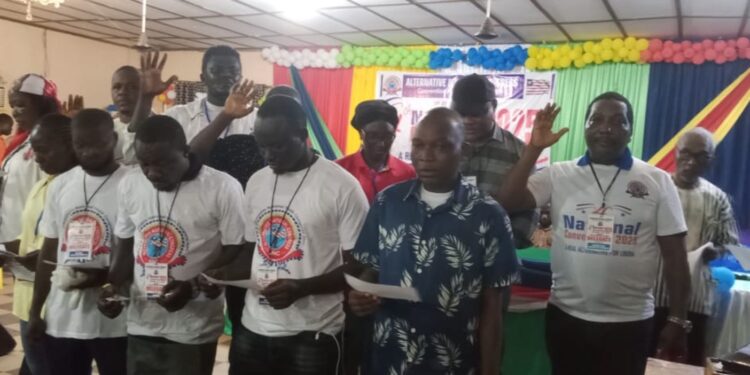 Newly elected officials of the Alternative National Congress (ANC) take the oath of office during the party’s National Convention in Margibi County as Alexander B. Cummings urges innovation and unity ahead of the 2029 elections