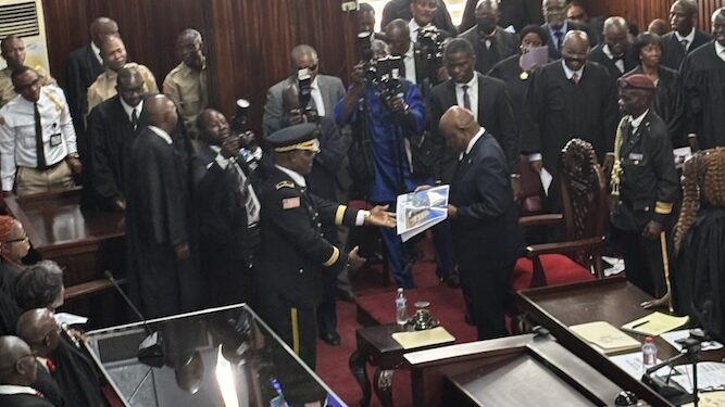 President Joseph Nyuma Boakai speaks at the opening of the October Term of the Supreme Court, reaffirming his commitment to justice and judiciary reforms in Liberia