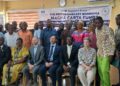 British Chargé d’Affaires Simon Tooth and Liberian justice advocates pose with civil society leaders at the launch of the Abolition of the Death Penalty Project in Monrovia.