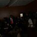 Lawmakers at Liberia’s Capitol Hill chamber sit in partial darkness during a 30-minute power outage as House Chair James Kolleh coordinates restoration efforts