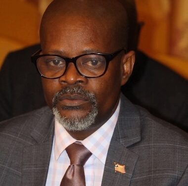 Senator Abraham Darius Dillon speaks at Capitol Hill as he calls on the General Auditing Commission to investigate Liberia’s alien work permit regime for transparency and reform.