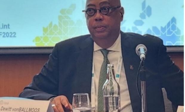 NASSCORP Director-General Dewitt vonBallmoos at an international conference after being elected to head the ISSA Technical Commission on Contribution Collection and Compliance.