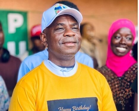 Senator James Emmanuel Nuquay smiles as supporters celebrate his 57th birthday at Cooper Farm, Margibi County, reaffirming his commitment to public service