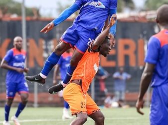 LISCR FC players celebrate their third straight win in the 2025–26 LFA First Division season, while defending champions FC Fassell struggle to find form
