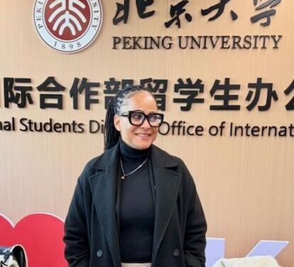 Former Liberian Assistant Minister Karishma Pelham-Raad at Peking University after being selected for the prestigious Dongfang Scholarship Program for global scholars.