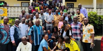 Local government officials from Maryland, Sinoe, River Gee, Grand Kru, and Grand Gedeh counties pose after completing an LACC anti-corruption training in Harper