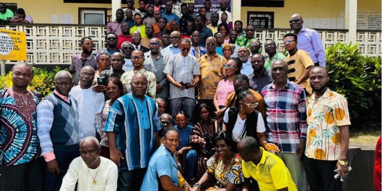 Local government officials from Maryland, Sinoe, River Gee, Grand Kru, and Grand Gedeh counties pose after completing an LACC anti-corruption training in Harper