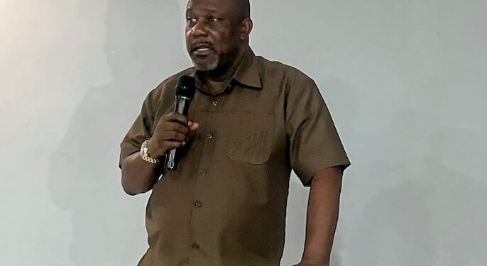 LACRA Acting Director General Dan Saryee delivers opening remarks at a capacity-building workshop for cocoa, coffee, and palm-oil inspectors in Paynesville, Liberia.