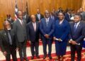 President Joseph Boakai and LTA officials at the signing ceremony marking the partnership with Starlink to connect 156 public high schools across Liberia
