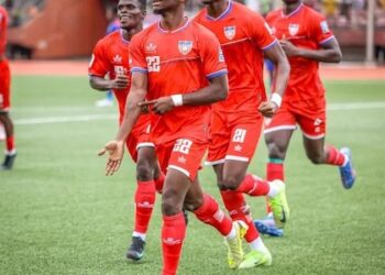 Liberia national football team players celebrate after defeating Namibia 3-1 in the 2026 FIFA World Cup African qualifiers at the SKD Sports Complex.