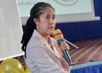 University of Liberia President Dr. Layli Maparyan speaks during the launch of UL’s five-year strategic plan aimed at ranking among Africa’s top 300 universities by 2029