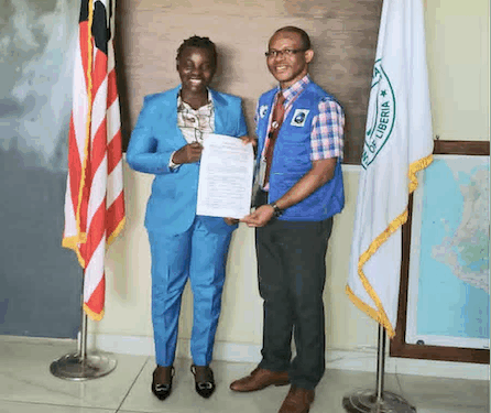 Officials from NPHIL and the Ministry of National Defense sign an MOU in Monrovia to strengthen Liberia’s public health security and epidemic preparedness