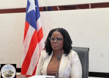 Senate President Pro-Tempore Nyonblee Karnga-Lawrence addresses plenary after announcing China’s approval to renovate Liberia’s burned Joint Chambers and support legislative reforms
