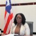 Senate President Pro-Tempore Nyonblee Karnga-Lawrence addresses plenary after announcing China’s approval to renovate Liberia’s burned Joint Chambers and support legislative reforms