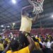 LPRC Oilers celebrate after the Liberia Basketball Association awards them the 2025 national championship following NPA Pythons’ Game 4 forfeit