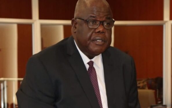 Maryland County Senator J. Gbleh-bo Brown speaking at the Liberian Senate, where he accused the Liberia National Police of bias in handling rape cases.