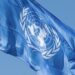 A view of the United Nations flag outside the General Assembly Hall during the fourth day of the general debate of the General Assembly's seventy-sixth session.