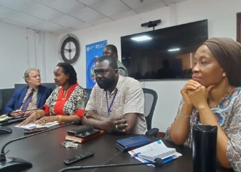 UN Resident Coordinator Christine Umutoni and UN agency representatives meet with Liberian officials in Monrovia to launch the new five-year Cooperation Framework (2026–2030).